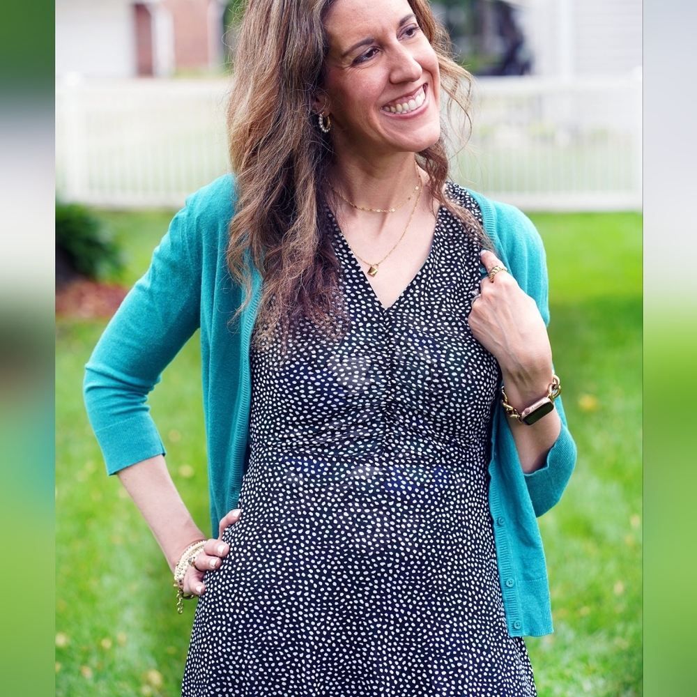 CAbi Reversible Celebrate the Dress Green Floral Black White Flowy Midi Medium - Picture 4 of 15